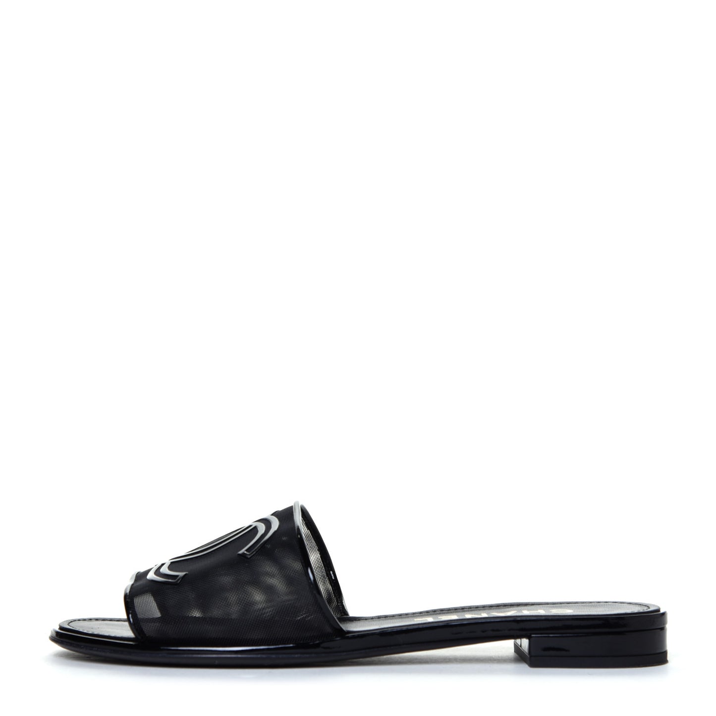 Mesh Patent Calfskin CC Mules 39 Black