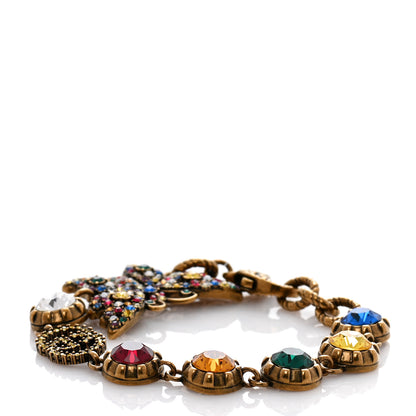 Gucci Crystal Butterfly Bracelet Aged Gold Multicolor 3 of 6