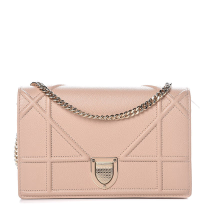 Christian Dior Grained Calfskin Diorama Wallet on Chain Pouch Nude 1 of 6