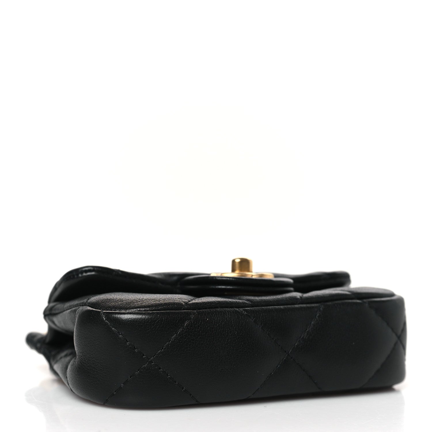 Chanel Calfskin Quilted Lady Handle Flap Card Holder With Chain Black 4 of 9