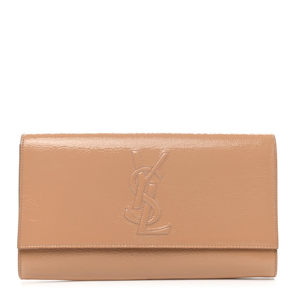Saint Laurent Textured Patent Calfskin Monogram Large Belle De Jour Clutch Beige 1 of 10