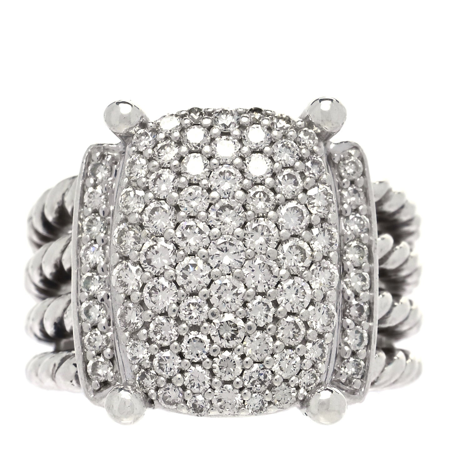 David Yurman Sterling Silver Diamond 16mm Wheaton Ring 52 6 1 of 4