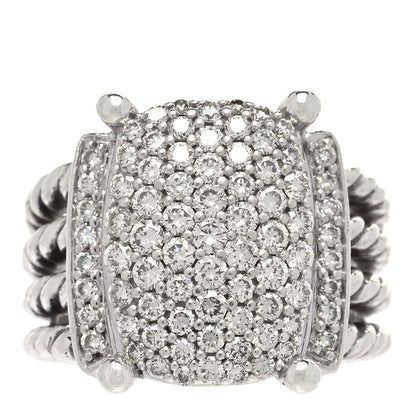 David Yurman Sterling Silver Diamond 16mm Wheaton Ring 52 6 1 of 4