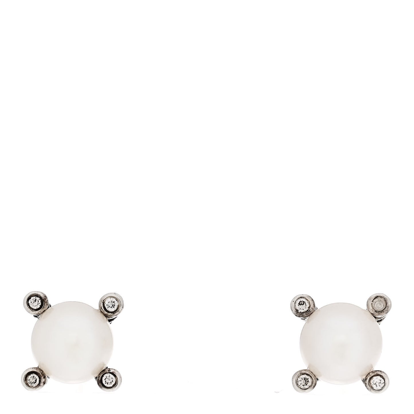 Sterling Silver Diamond Pearl 6-6.5mm Cable Stud Earrings