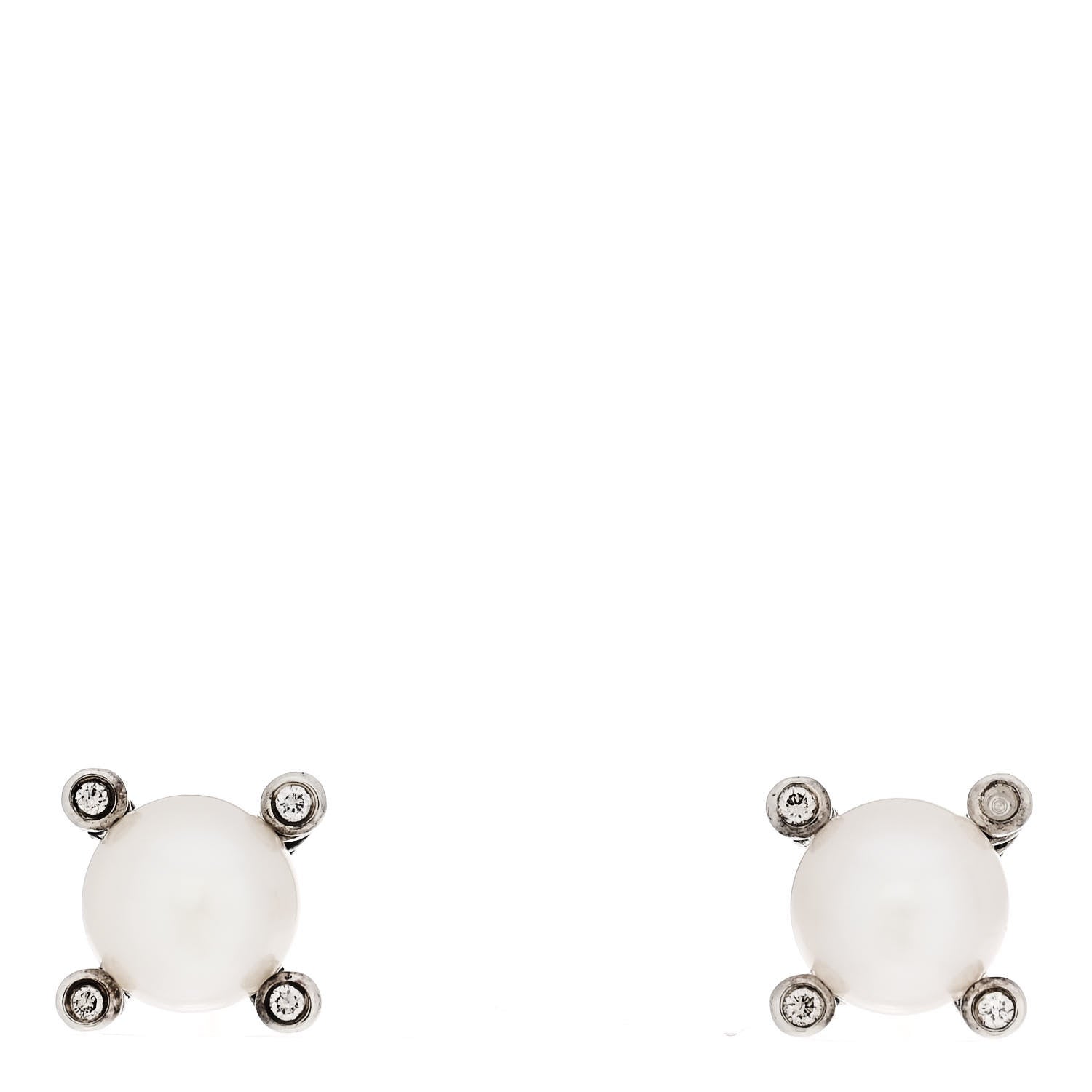 David Yurman Sterling Silver Diamond Pearl 6-6.5mm Cable Stud Earrings 1 of 6