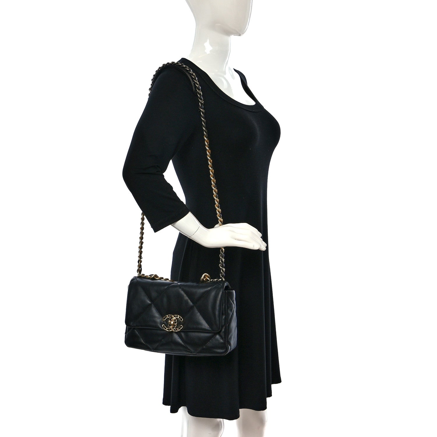 Chanel Goatskin Quilted Medium Chanel 19 Flap Black 2 of 10