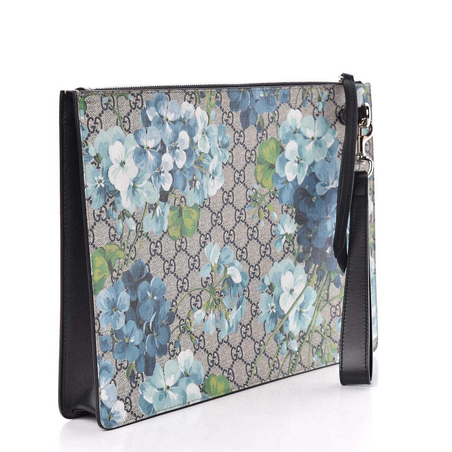 GG Supreme Monogram Blooms Medium Documents Holder Beige Blue Black