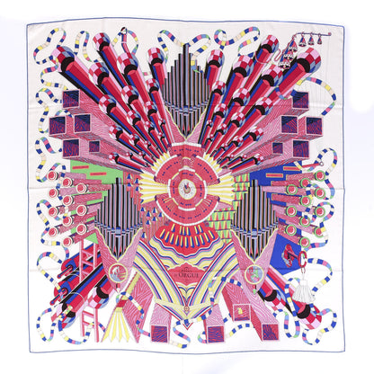 Hermes Cashmere Point D'Orgue Shawl 140 White Rose Bleu Electrique 1 of 4