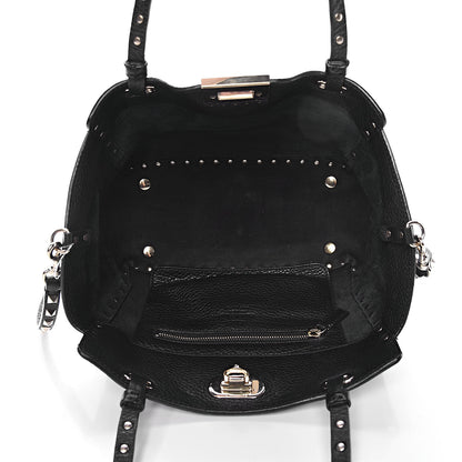Valentino Garavani Grained Calfskin Small Rockstud Tote Black 5 of 10