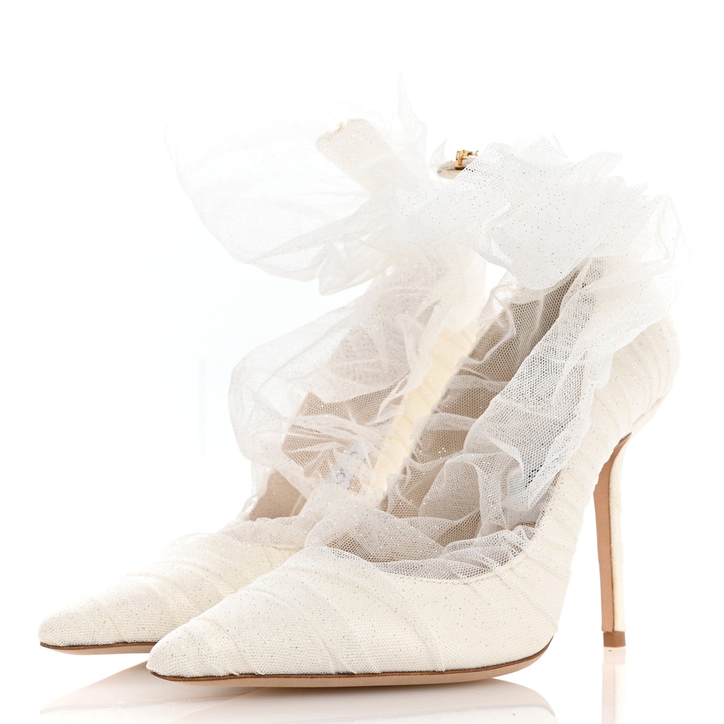 Satin Tulle Lavish 100 Pumps 38 White Silver