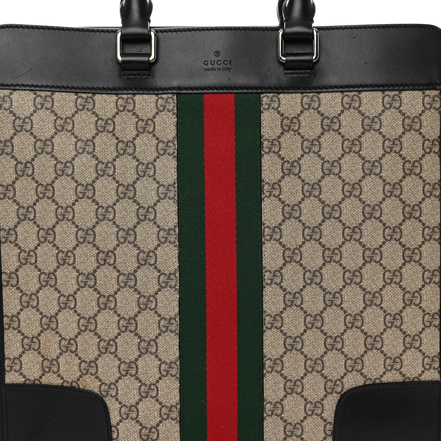 GG Supreme Monogram Vintage Web Large Tote Bag Black