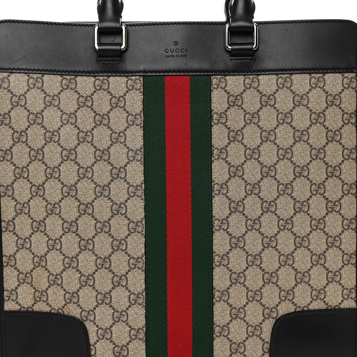 Gucci GG Supreme Monogram Vintage Web Large Tote Bag Black 8 of 12