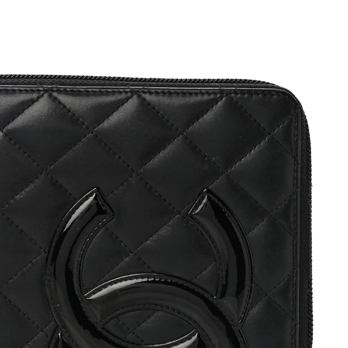 Calfskin Cambon Zip Around Organizer Wallet Black