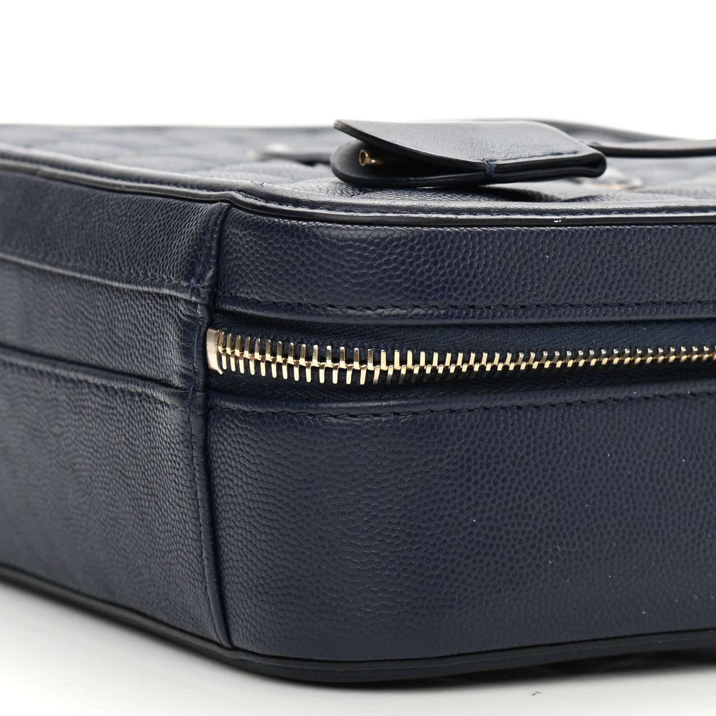 Caviar Quilted Medium CC Filigree Vanity Case Navy