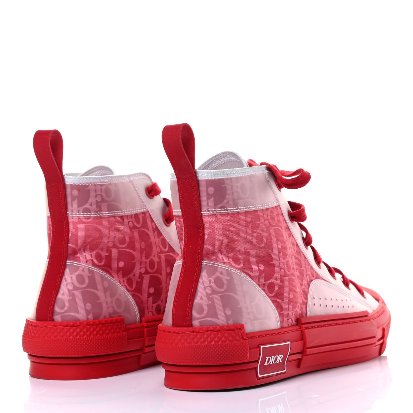 Technical Canvas Oblique Mens B23 High Top Sneakers 42 Bordeaux Rouge