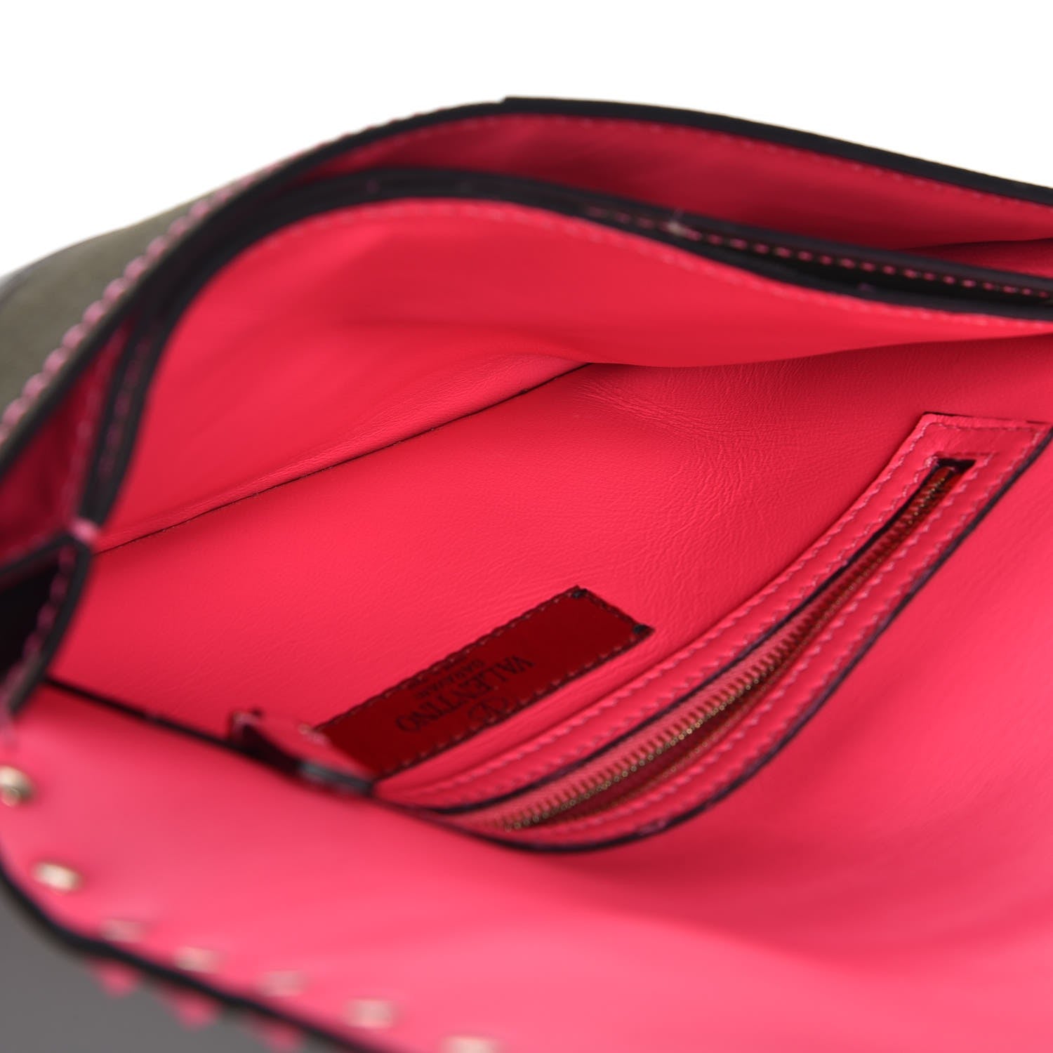 Valentino Garavani Nappa Canvas Camouflage Rockstud Wristlet Clutch Fuxia Fluo 5 of 7