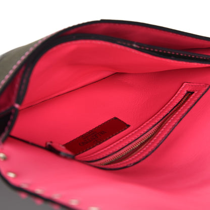 Valentino Garavani Nappa Canvas Camouflage Rockstud Wristlet Clutch Fuxia Fluo 5 of 7