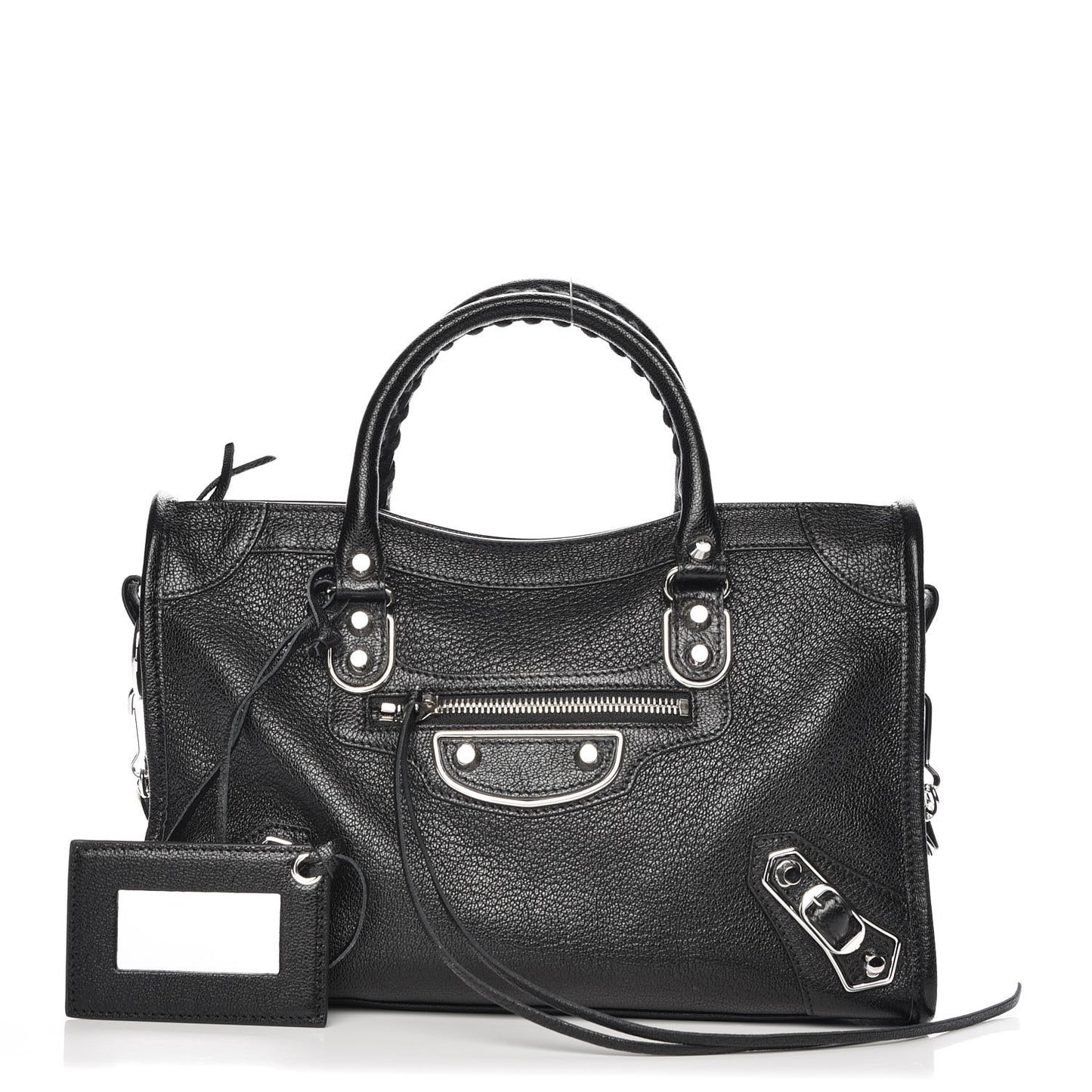 Chevre Silver Metallic Edge Hardware S City Black