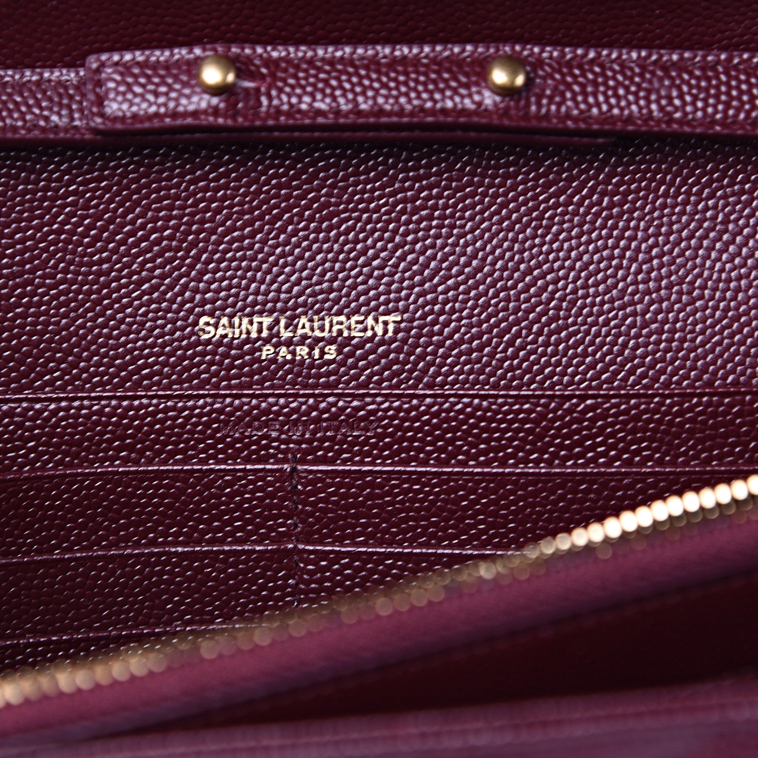 Saint Laurent Grain De Poudre Matelasse Chevron Monogram Chain Wallet Rouge Legion 5 of 10