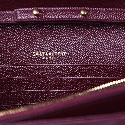 Saint Laurent Grain De Poudre Matelasse Chevron Monogram Chain Wallet Rouge Legion 5 of 10