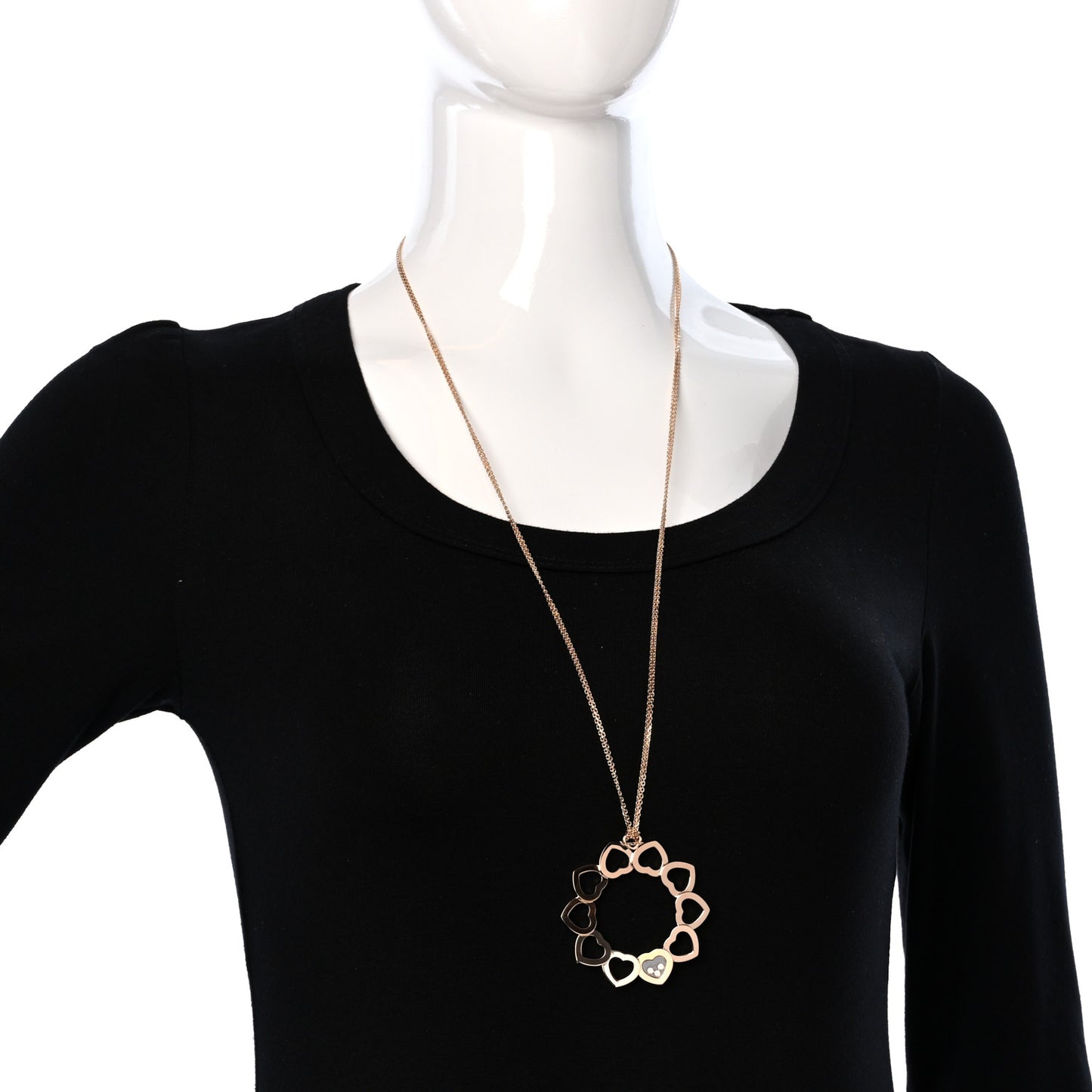 18K Rose Gold Diamond Happy Hearts 10 Hearts Pendant Necklace