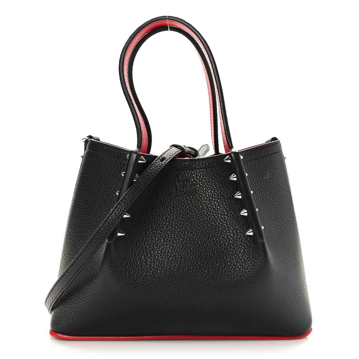 Christian Louboutin Calfskin Spiked Mini Cabarock Shopper Tote Black 1 of 8