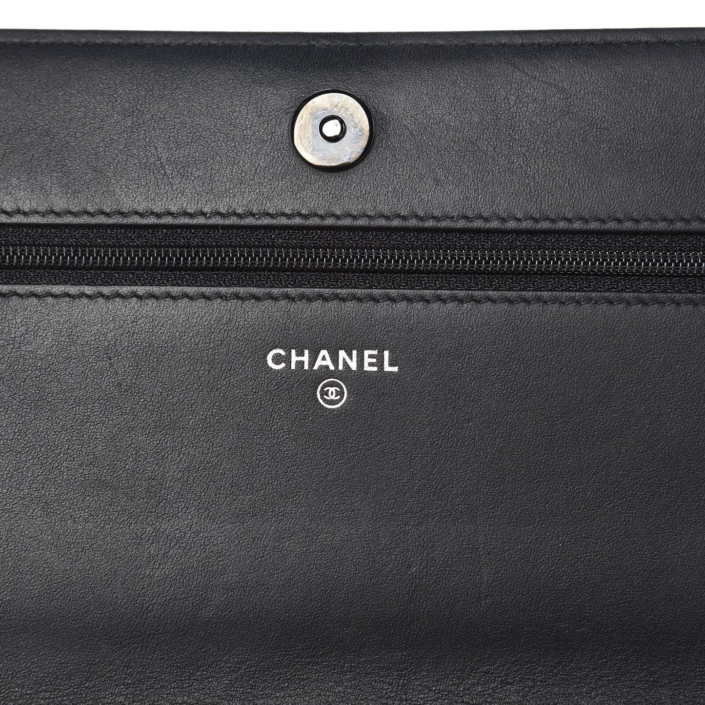 Calfskin Painted Chevron Embossed Boy Wallet On Chain WOC Black