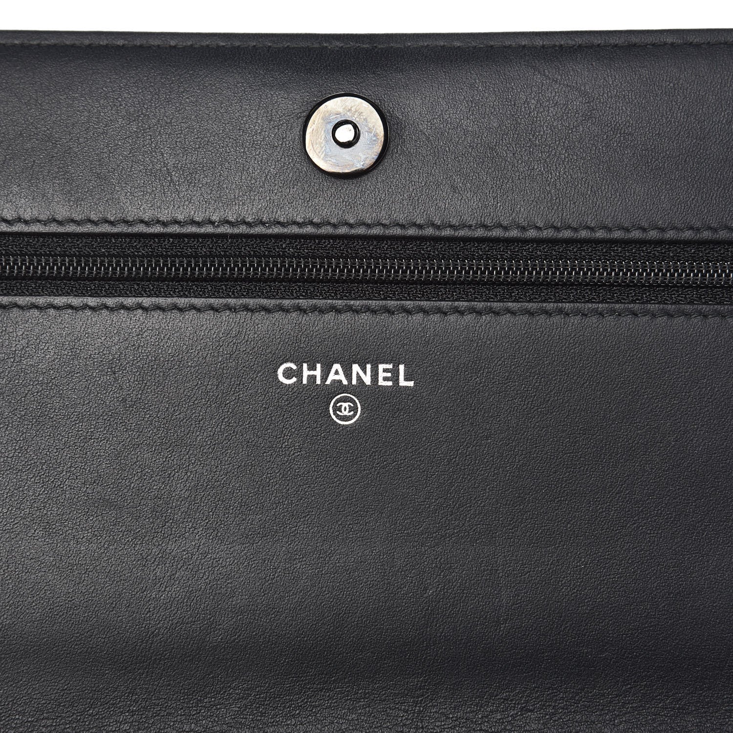 Chanel Calfskin Painted Chevron Embossed Boy Wallet On Chain WOC Black 6 of 11