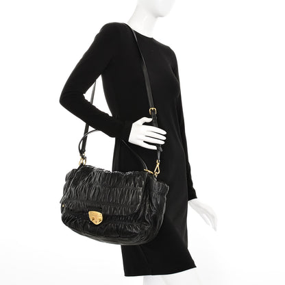 Prada Nappa Dressy Gaufre Flap Bag Nero Black 3 of 12