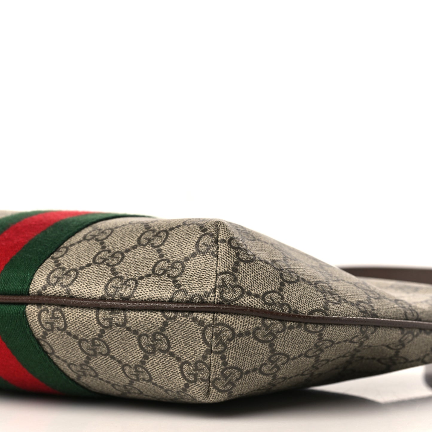 GG Supreme Monogram Web Small Ophidia Half Moon Hobo Brown