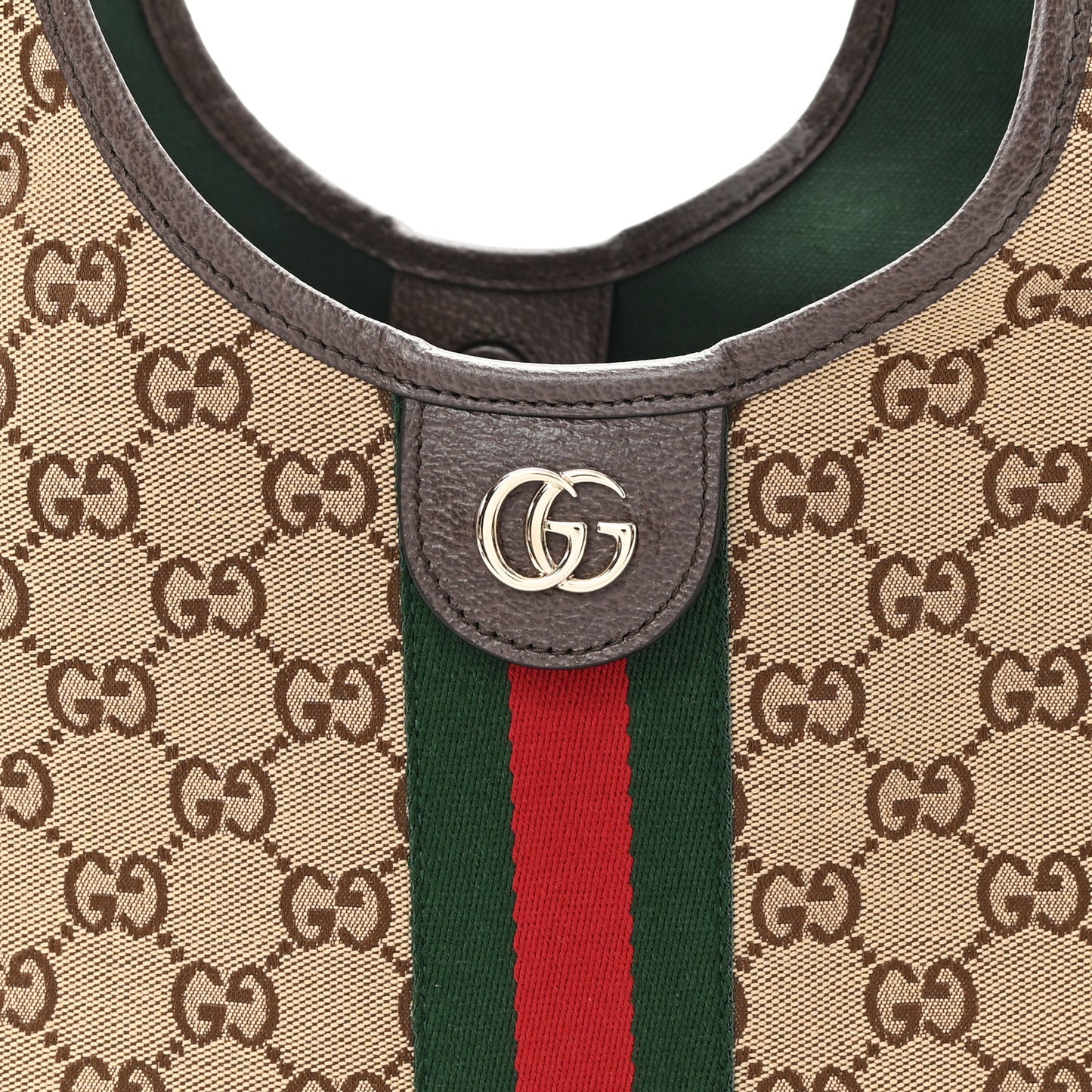 Monogram Web Small Giglio Tote Bag Beige Dark Brown