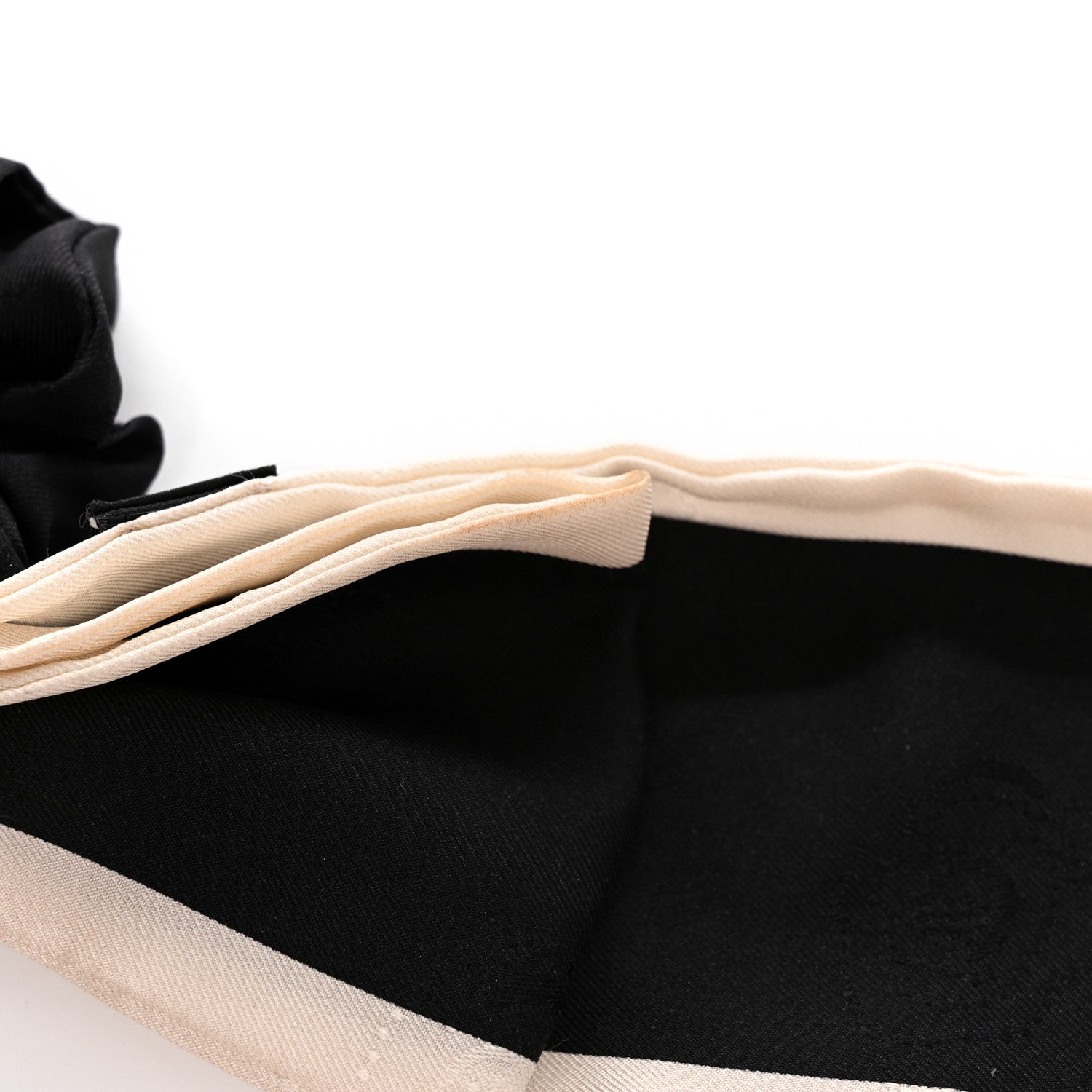 Chanel Silk Hair Tie Black Ivory 5 of 6