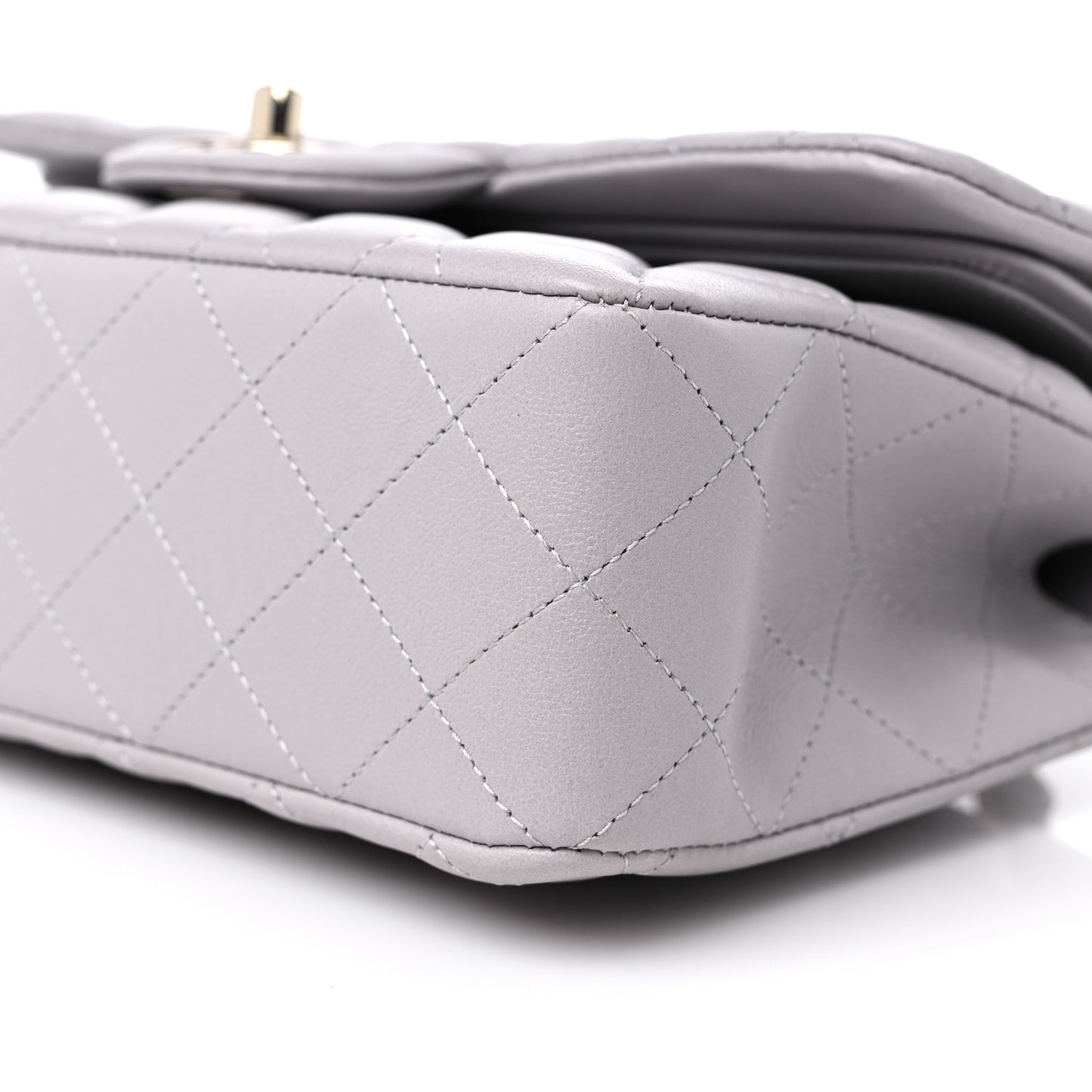 Lambskin Quilted Small Double Flap Light Grey
