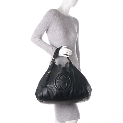 Gucci Pebbled Calfskin Large Soho Shoulder Bag Black 2 of 10