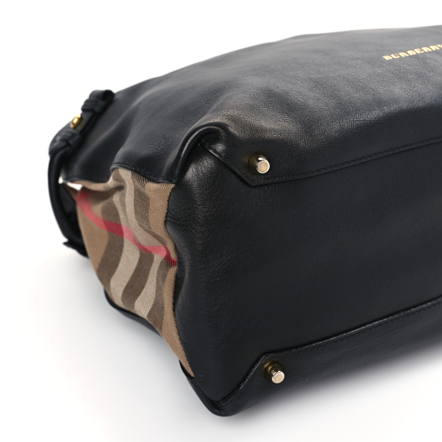 Derby Calfskin House Check Medium Banner Tote Black