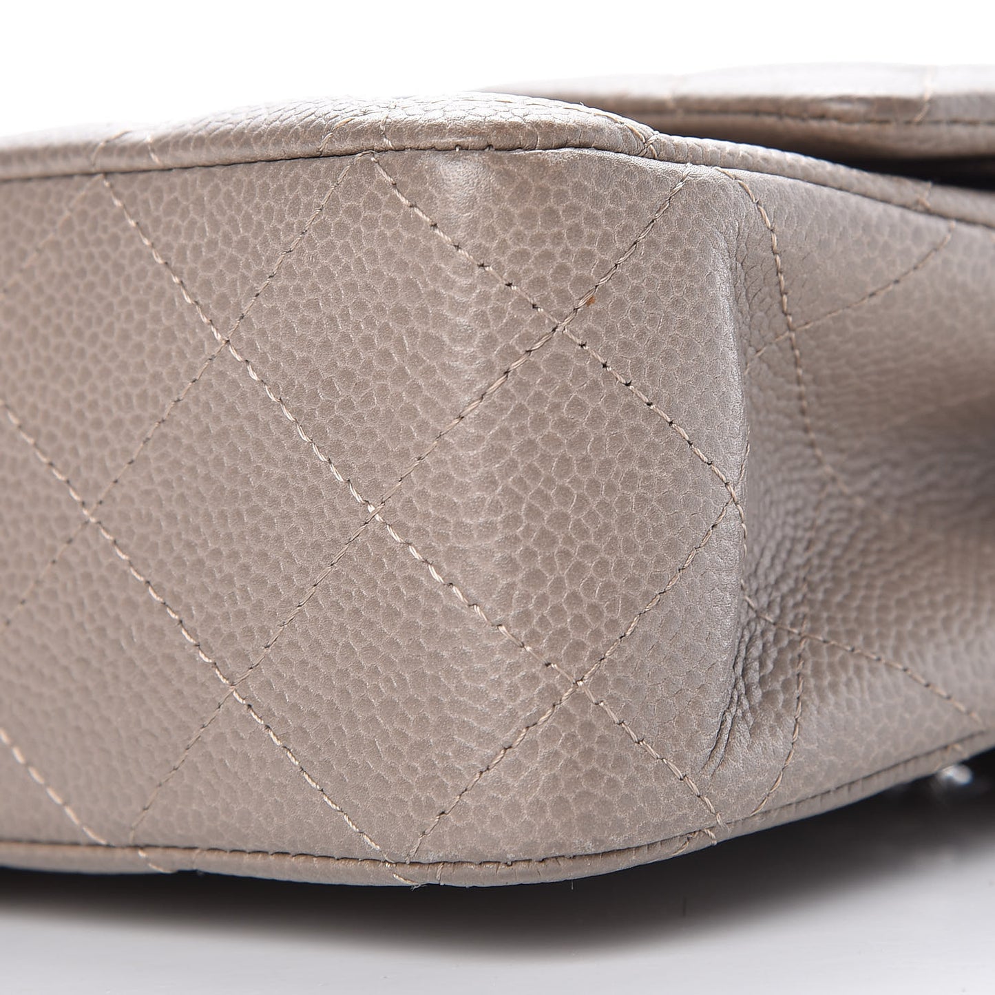 Caviar Quilted Medium Double Flap Taupe