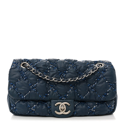 Chanel Nylon Quilted Medium Tweed on Stitch Bubble Flap Blue 1 of 10
