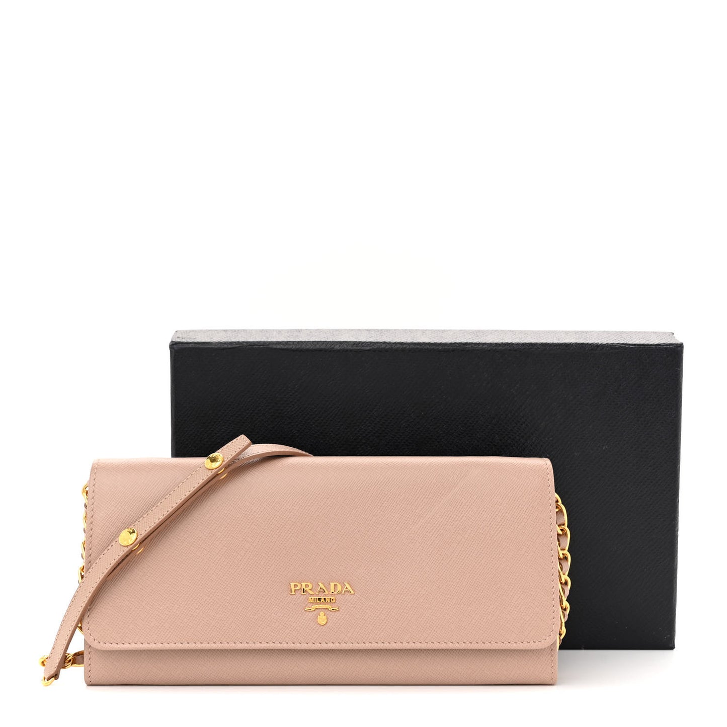 Saffiano Metal Oro Chain Wallet Cammeo