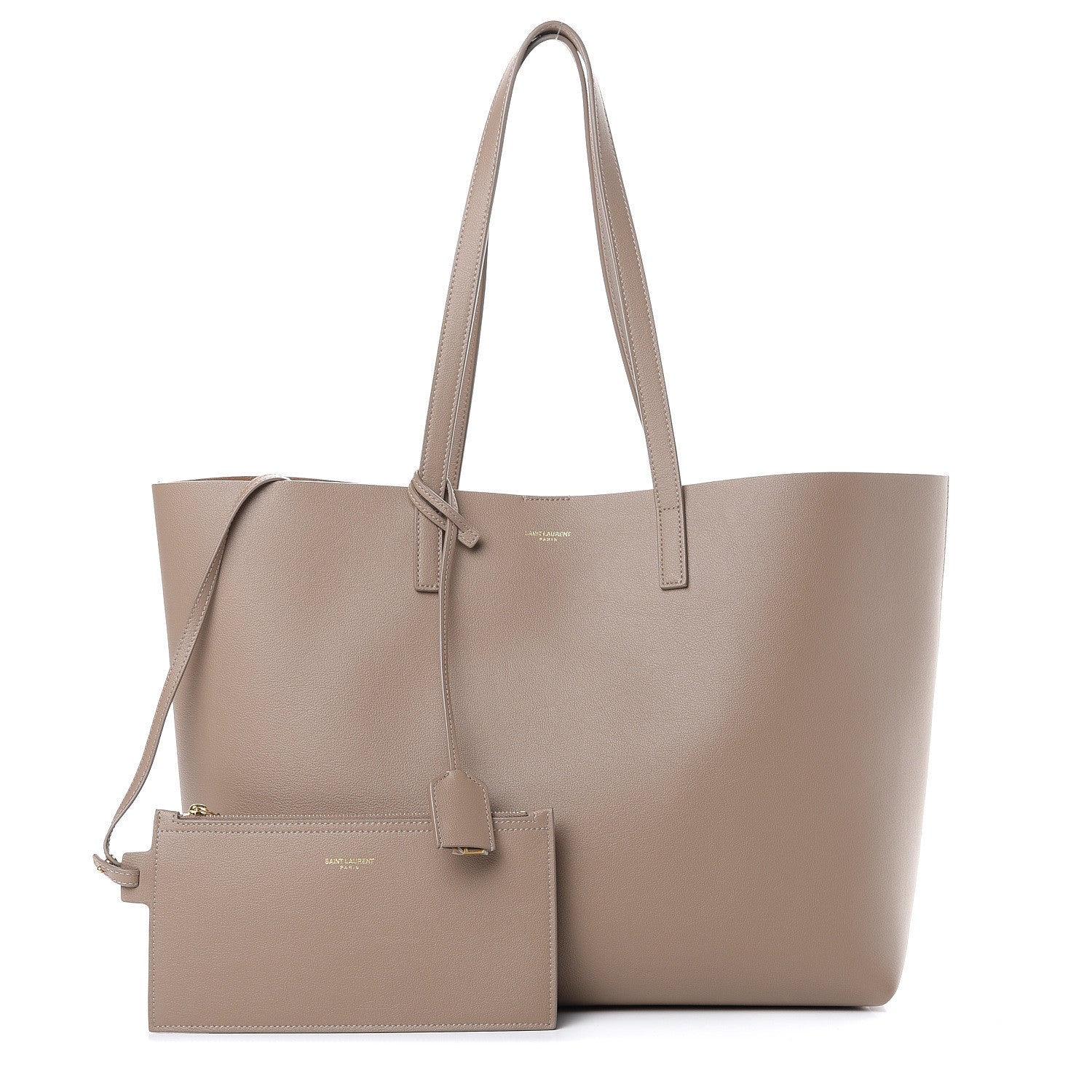Saint Laurent Calfskin Large Shopping Tote Taupe 1 of 10
