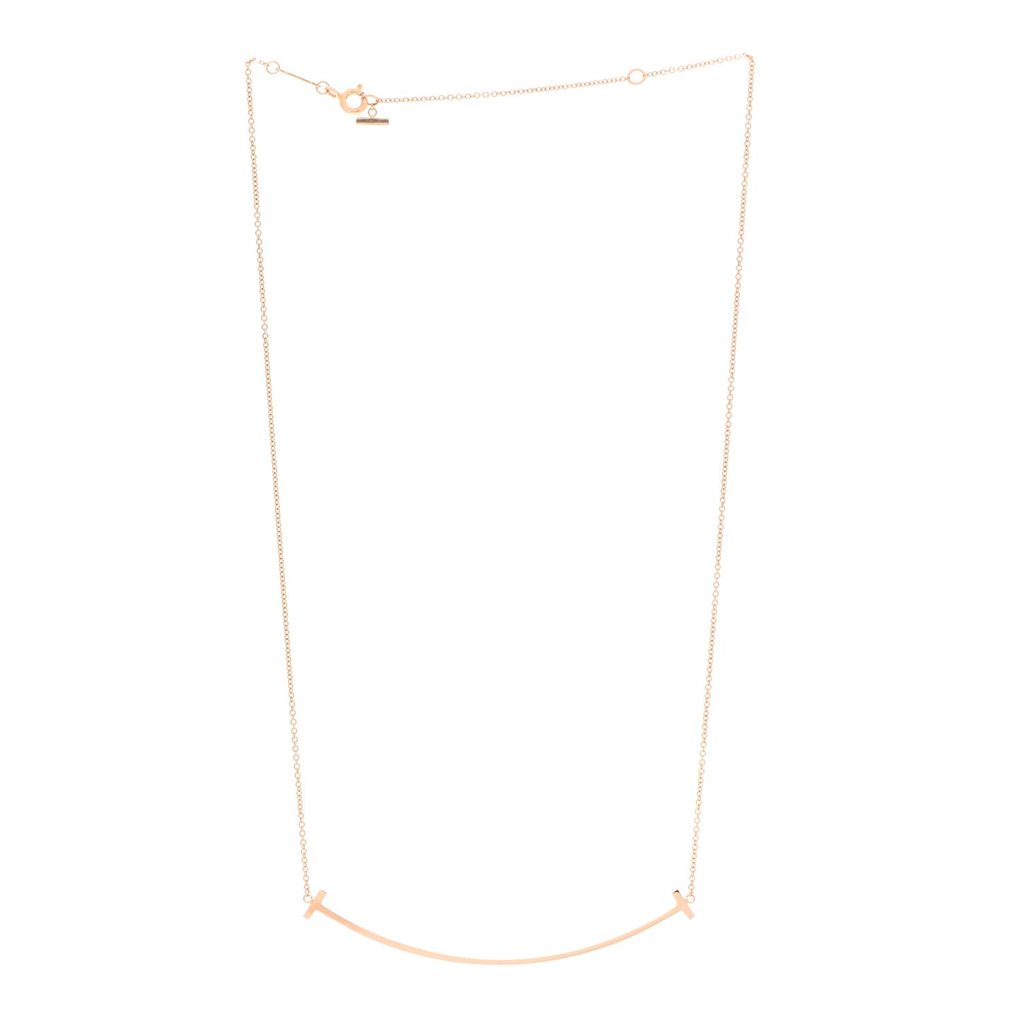 18K Rose Gold Large T Smile Pendant Necklace