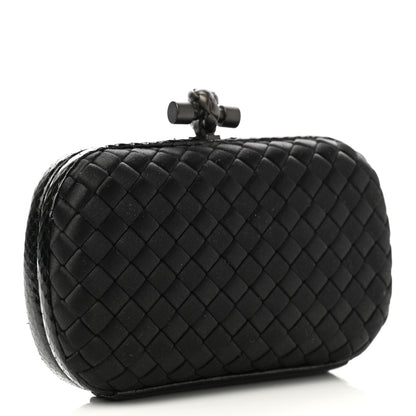 Bottega Veneta Satin Ayers Intrecciato Chain Knot Clutch Black 3 of 6