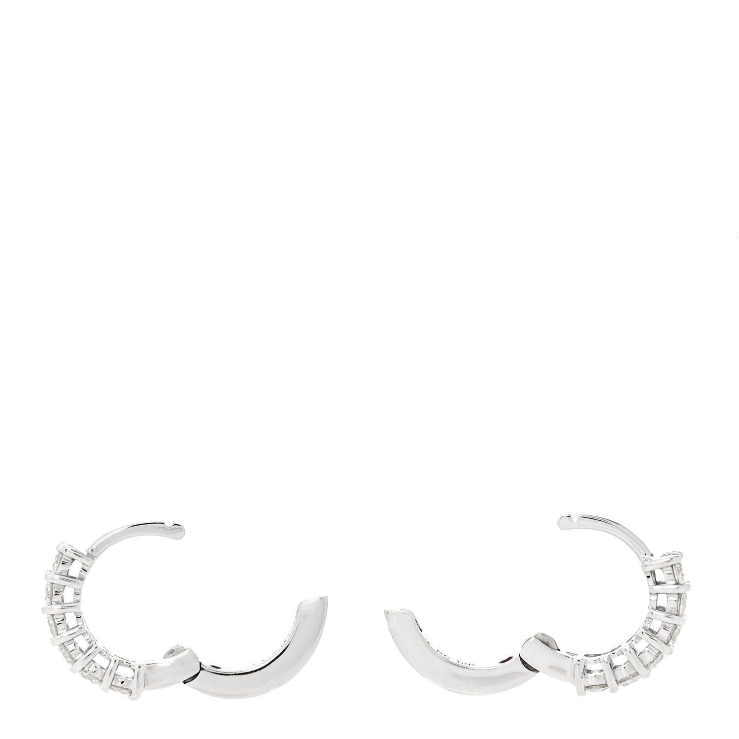 Roberto Coin 18K White Gold Diamond .70ct Huggie Hoop Earrings 3 of 4