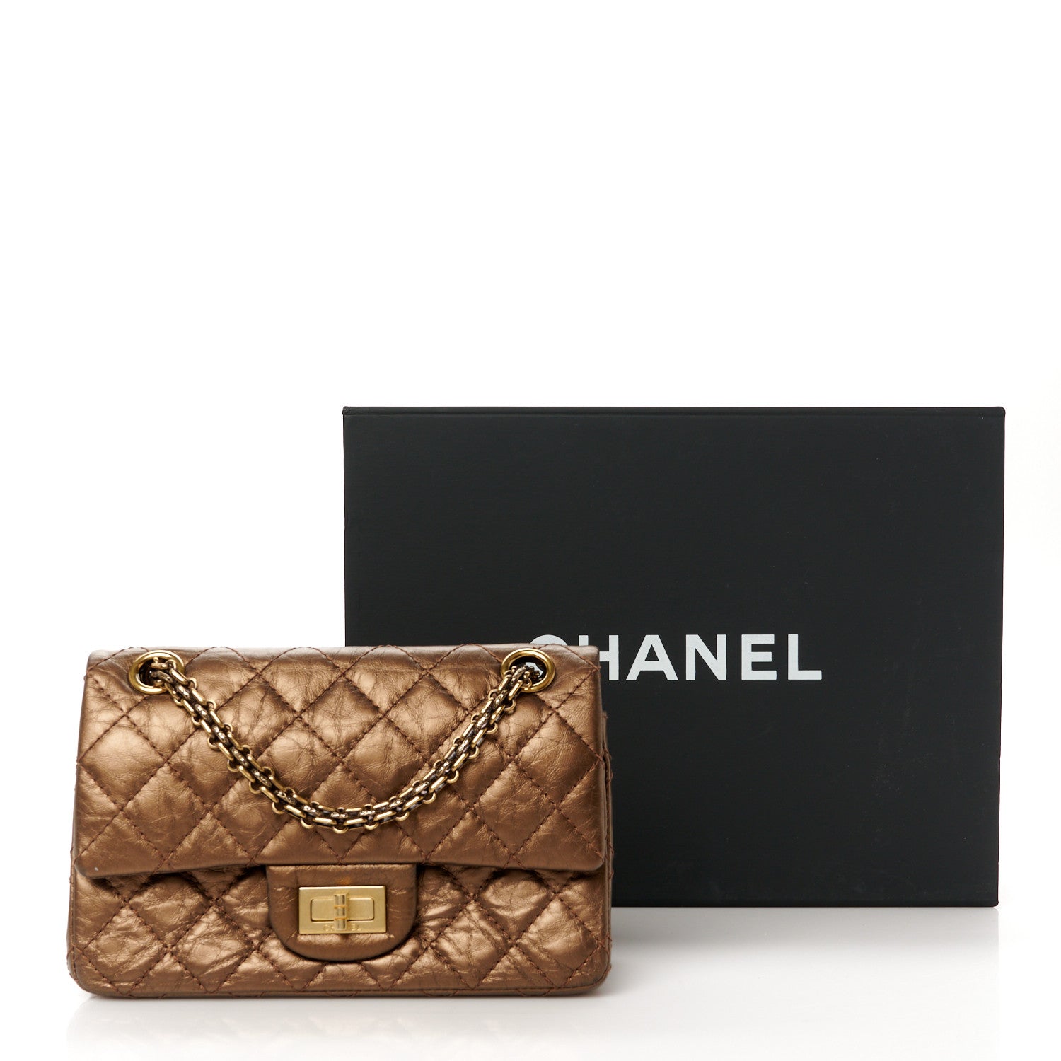 Chanel Metallic Glazed Calfskin 2.55 Reissue 224 Flap Brown 11 of 11