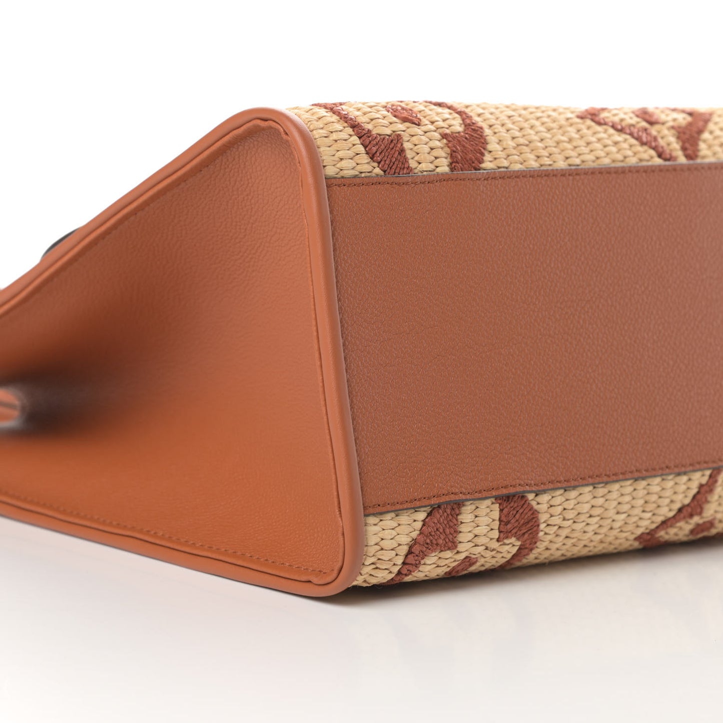 Raffia Calfskin Monogram Giant Onthego MM Tan