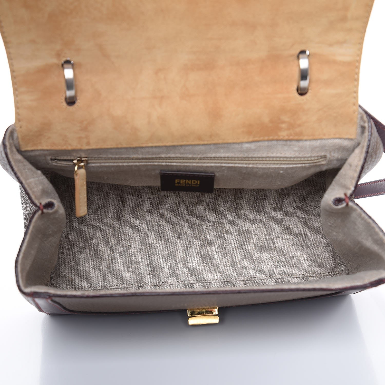 Fendi Cuoio Silvana Bag Beige Deep Berry Blue 5 of 12
