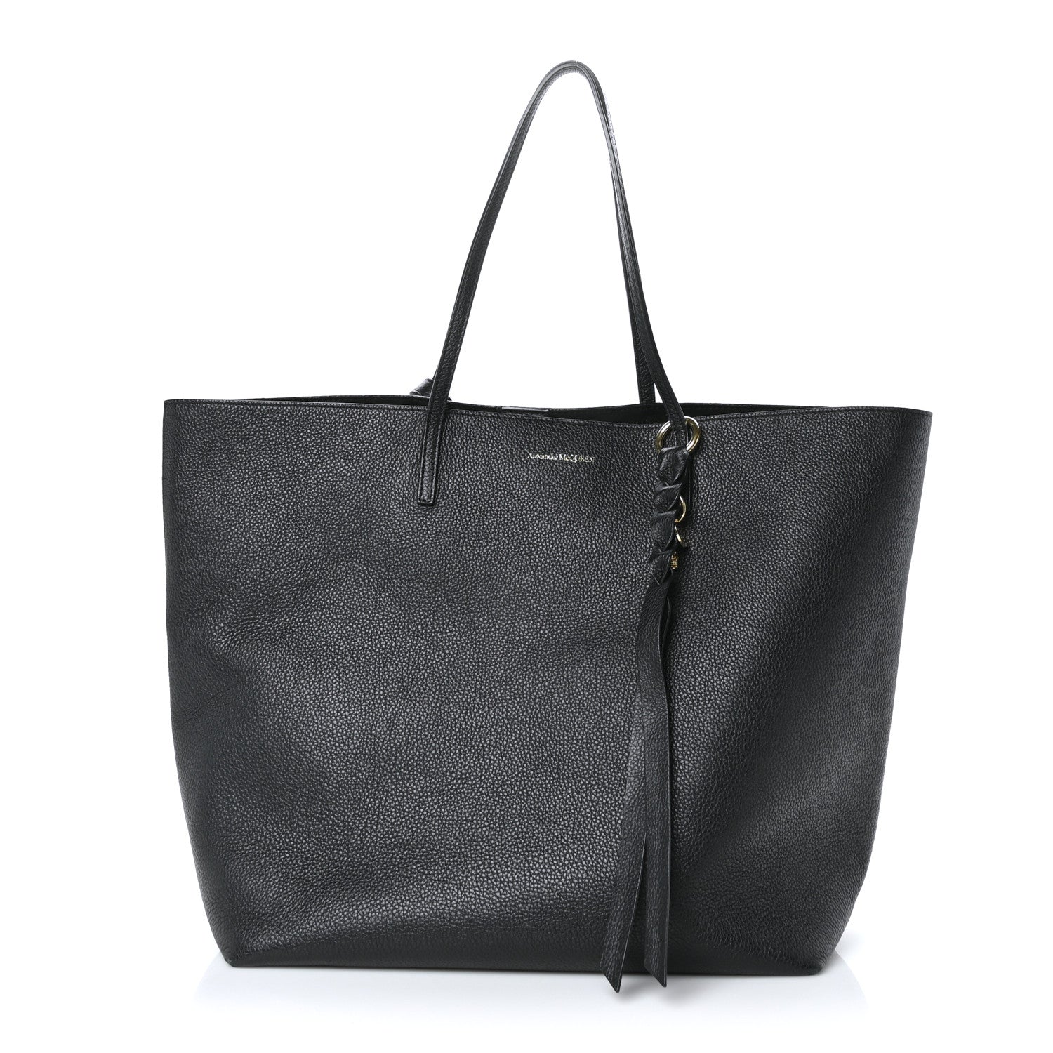 Alexander McQueen Grained Calfskin Skull Open Shopper Tote Black 1 of 9
