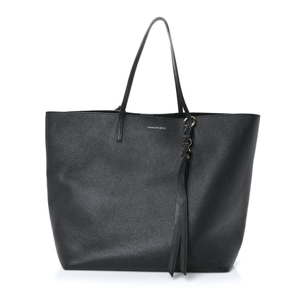 Alexander McQueen Grained Calfskin Skull Open Shopper Tote Black 1 of 9