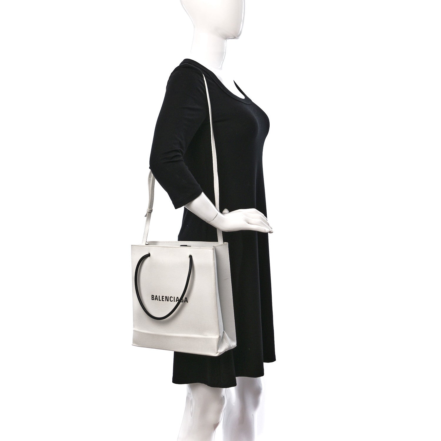 Balenciaga Calfskin Small Logo North South Shopping Tote White 2 of 12