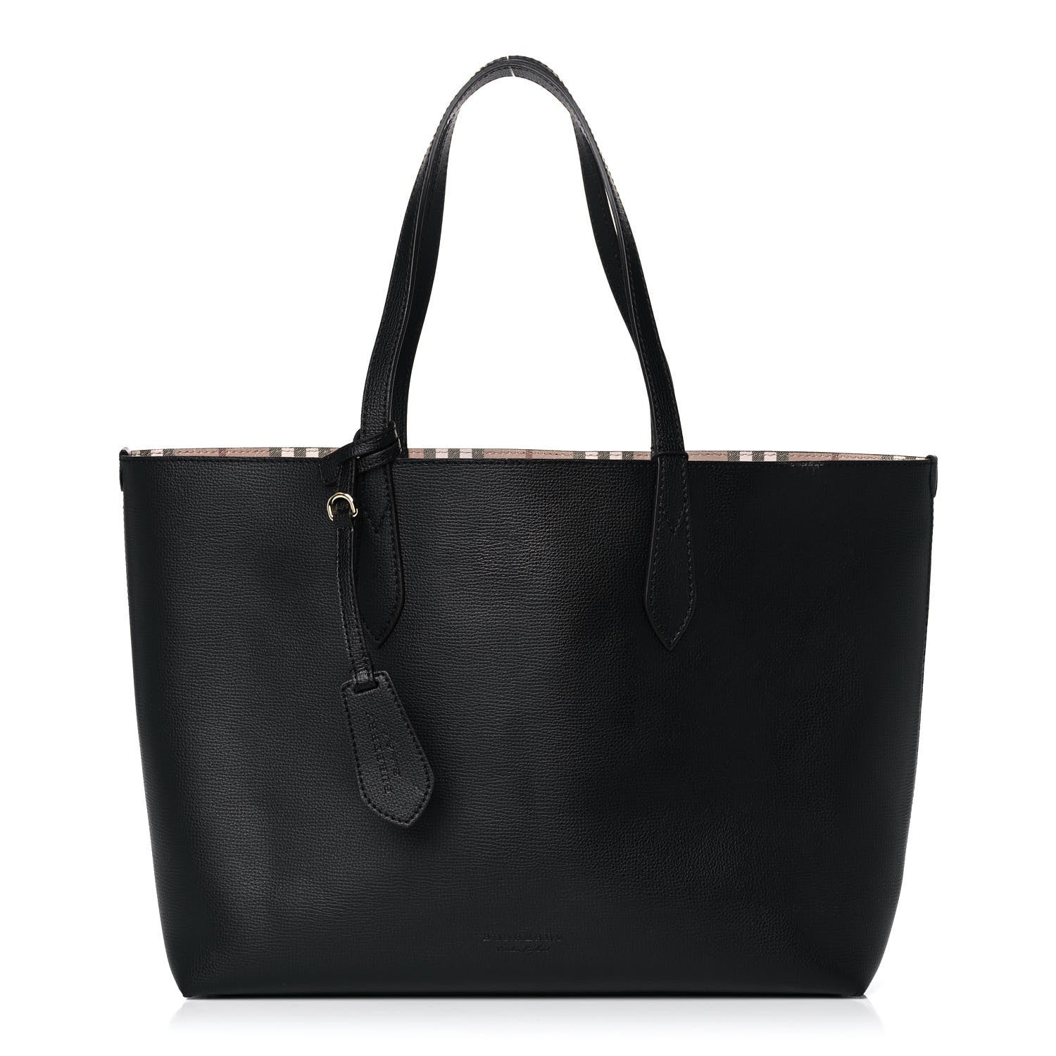 Burberry Grainy Calfskin Haymarket Check Medium Reversible Tote Black 1 of 22