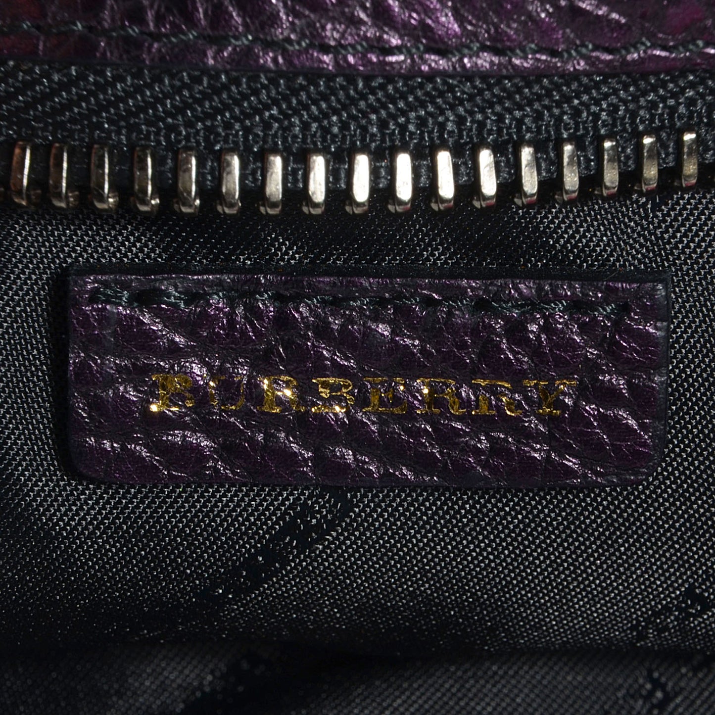 Metallic Grainy Calfskin Nevin Large Pouch Blackberry